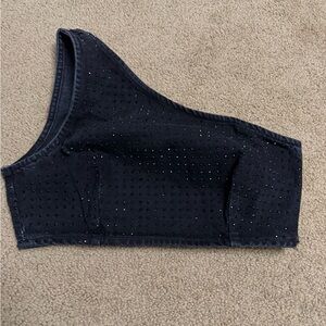 Zara Black One-Shoulder Crop Top